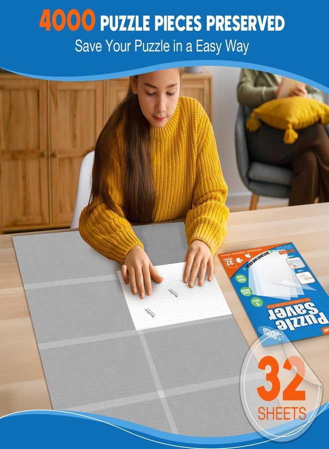 Nariolar Ultra-Adhesion Transparent Puzzle Glue Sheets, 32 Puzzle Saver Sheets for Preserving Up to 4x1000-Piece Jigsaws - Image 3